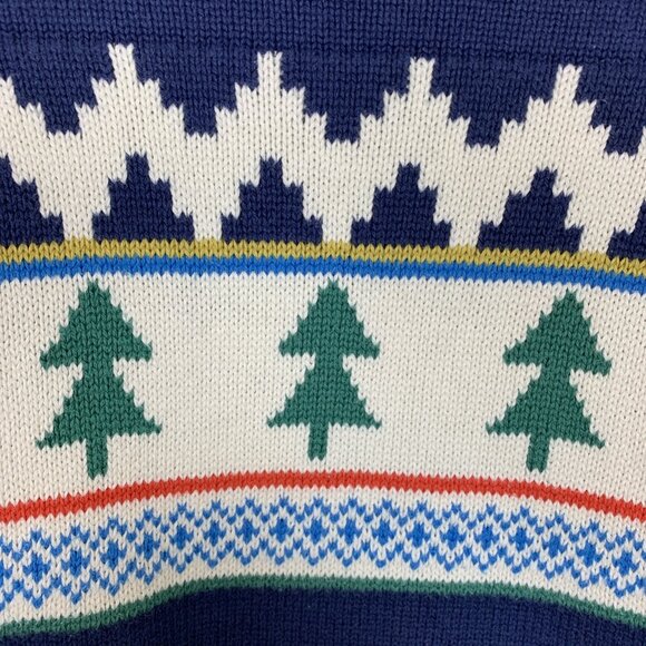 Hanna Andersson 90 3T Holiday Sweater Navy Trees Christmas Pullover Fair Isle - Picture 5 of 12